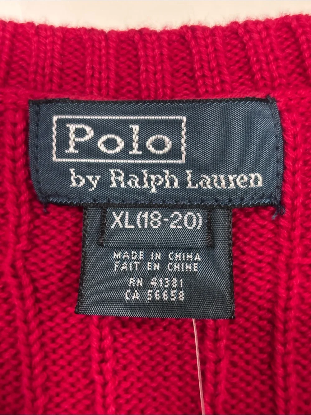 NWT Polo Ralph Lauren Cable Knit V-Neck Sweater Vest Kids XL Red
